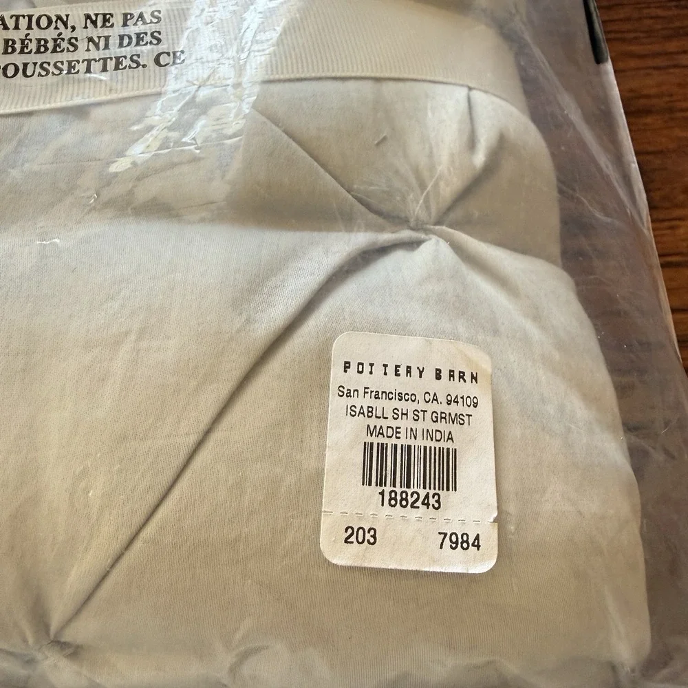 Pottery Barn Isabelle Pillow Shams Grey Standard Size 26x20 Inches Tufted Cotton